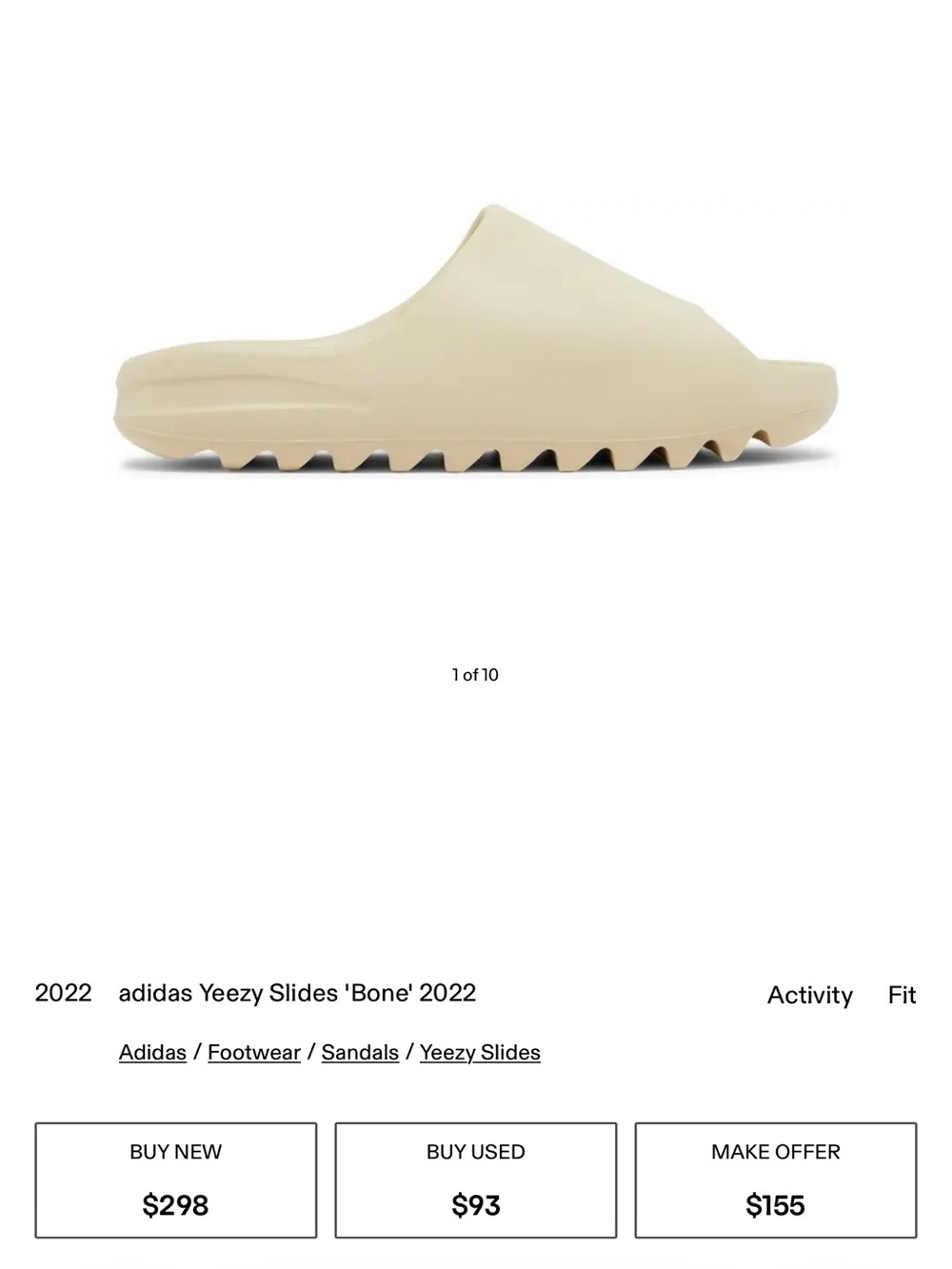 Bone 2022 Yeezy Slides